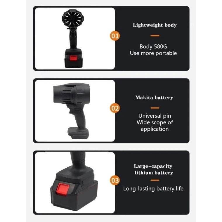 Cordless Electric Turbo Jet Fan Blower Air High Power Rechargeable Blow Leaf Water Dust Car Garden