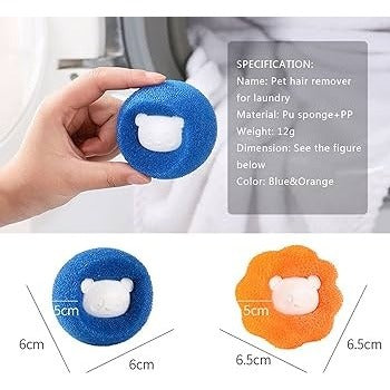 4pc/pack Magic Washing Machine Sponge Laundry Ball Hair Removal Decontamination Anti Tangle Reusable