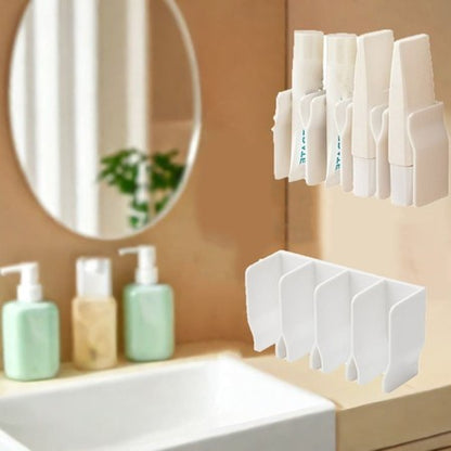 Wall Mounted Facial Cleanser Rack No Drill Storage Holder for Toothpaste Hand Cream Tube Organizer