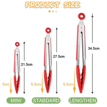 7/9/12 Inch Silicone Stainless Steel Food Tong Non Slip Heat Resistant BBQ Grill Salad Kitchen Tongs