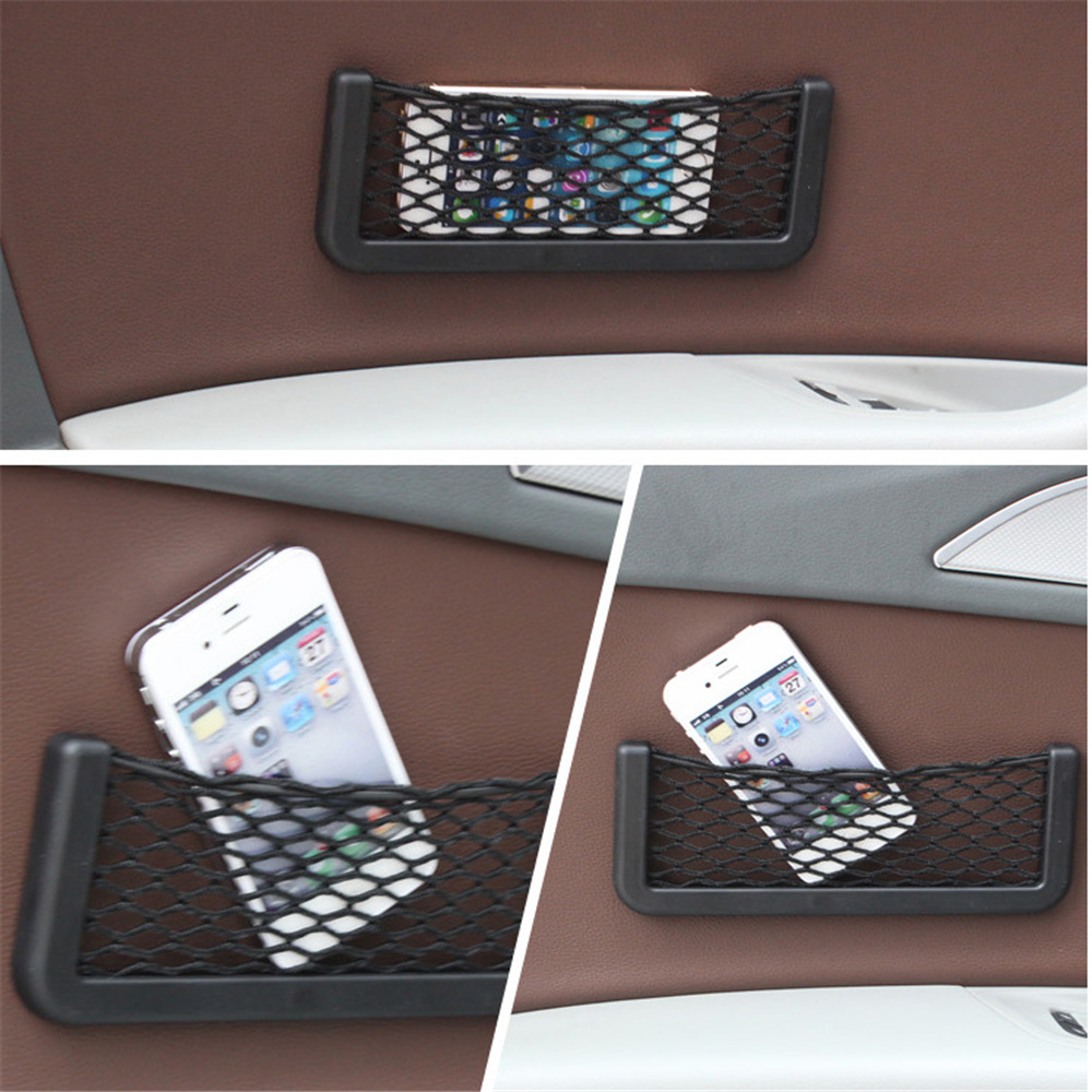 Car Seat Side Back Storage Net Bag Mesh Pocket Organizer Stick On Interior Accessories for Vehicle