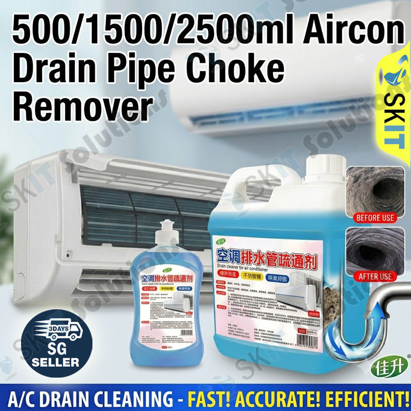 500/1500/2500ml Aircon Drain Pipe Cleaner AC Choke Remover Slime Algae Jelly Gel Dissolver PVC Hose