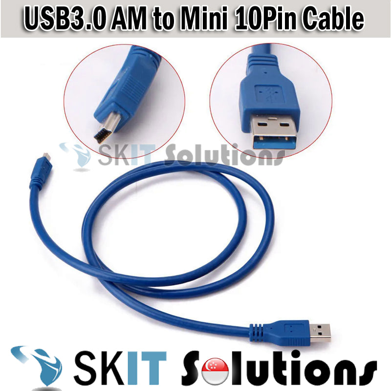 1M / 3M USB 3.0 Type-A Male to Mini 10pin Male Blue Cable USB3.0 AM to Mini USB B 10 Pin Male to Male 1 Meter / 3 Meter