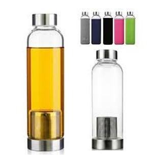 500ml BPA Free Glass Water Bottle with Tea Filter Infuser & Protective Sleeve Bag