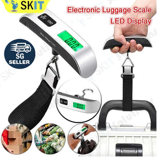 Portable Digital Luggage Scale 50kg 110lb with Belt or Hook Handheld Hanging Travel Bag Weight Scale