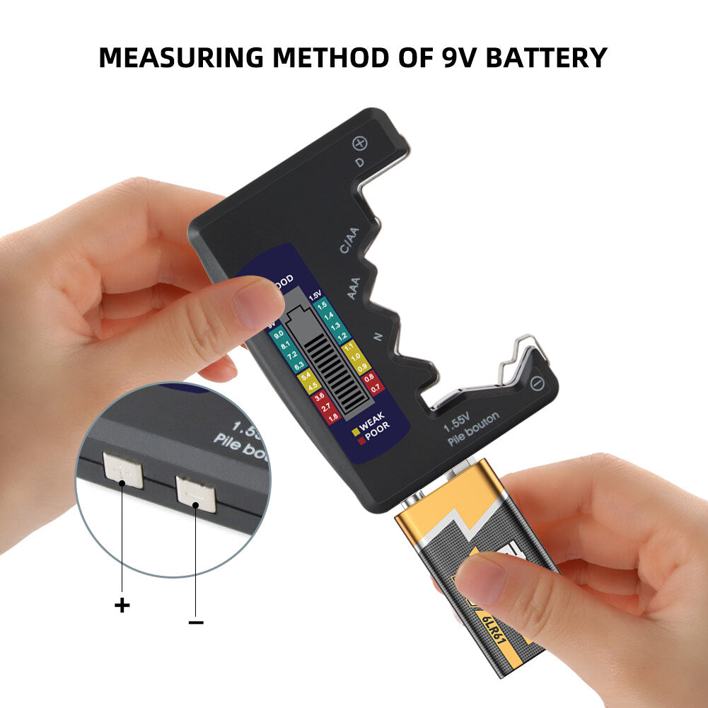 Universal Digital Battery Tester BT-886 LCD Display Battery Checker Meter AA AAA C D 9V Button Cell