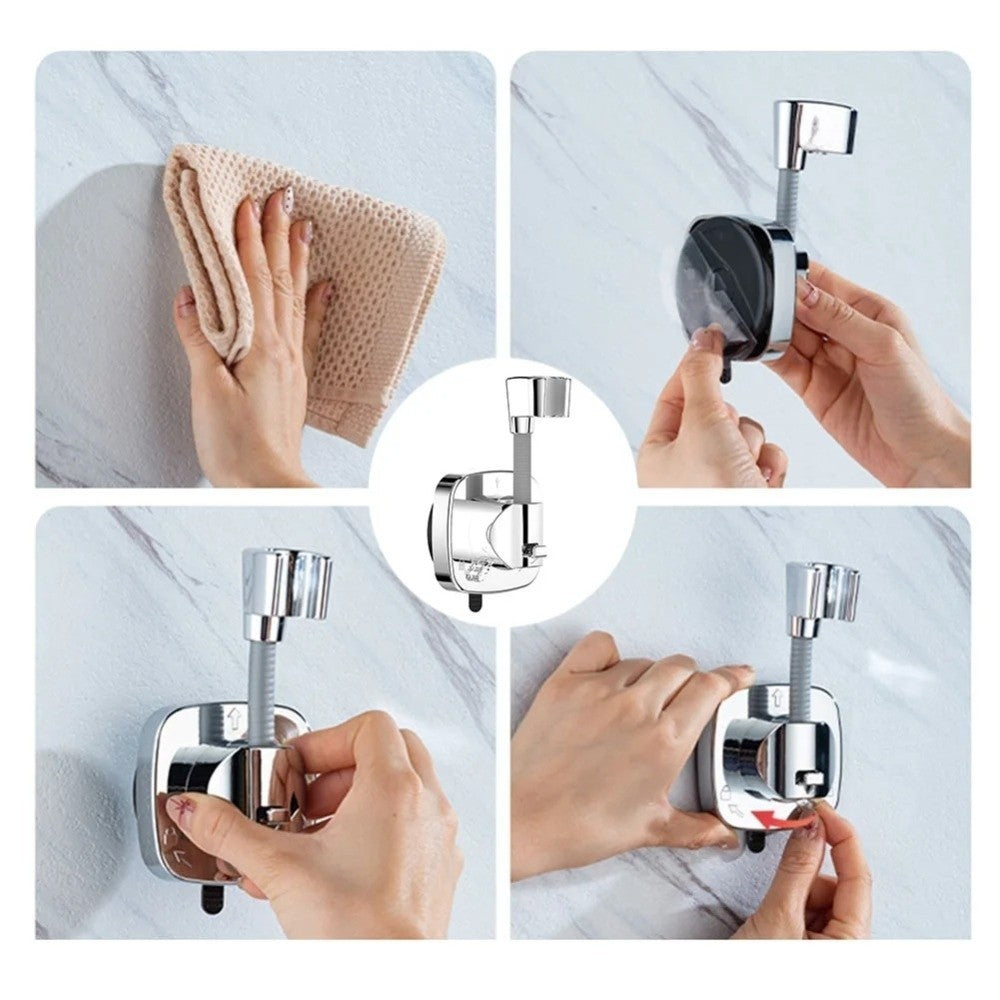 Adjustable Shower Head Suction Cup Holder Showerhead Bracket No Drill FREE Wall Mount Bathroom Bidet