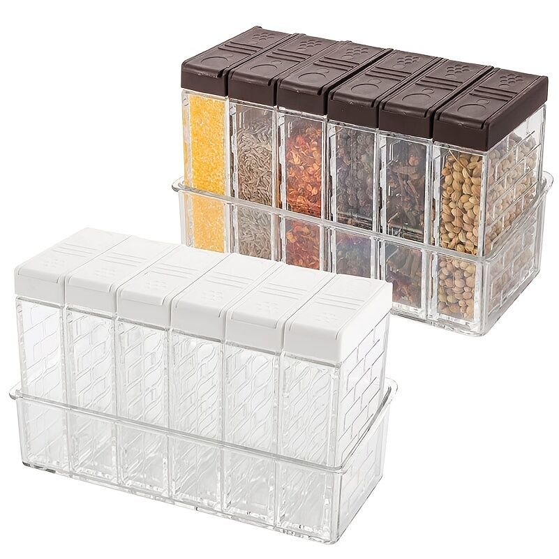 Transparent Spice Storage Box Salt Pepper Shaker Multi-Purpose Seasoning Condiment Container Jar Set