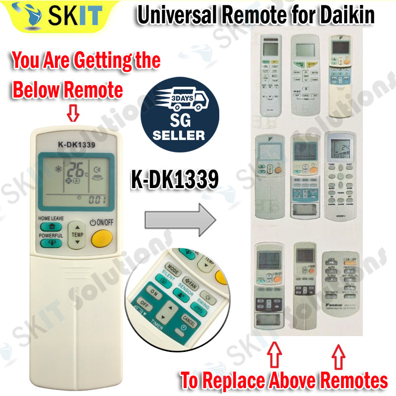 K-DK1339 Universal Replacement Daikin Aircon Remote Control AC ARC423A1 ARC423A2 ARC433A46 ECGS01-i