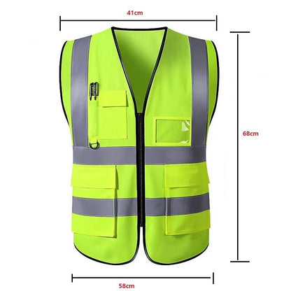 Reflective Safety Vest High Visibility Traffic Multi-Pocket Breathable Work Outdoor Night Cycling