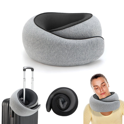Travel Neck Pillow U-Shaped Cushion Portable Undeformable Snail Pillow with Storage Bag Airplane