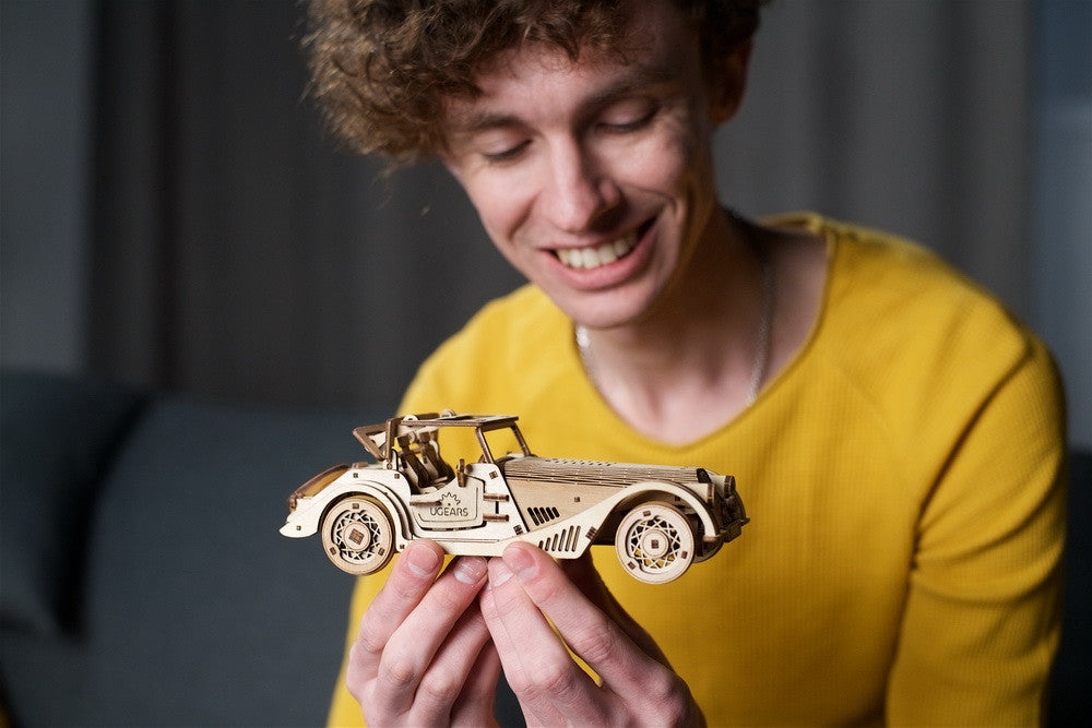 UGEARS Sports Car Rapid Mouse 3D Mechanical Model Wooden Puzzle DIY Kits