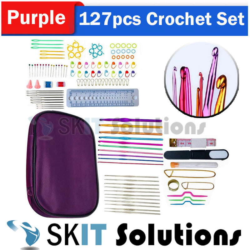 127pcs Crochet Hook Set Yarn Knitting Needles Sewing Tools DIY Craft Weave Needle Kit Accessories