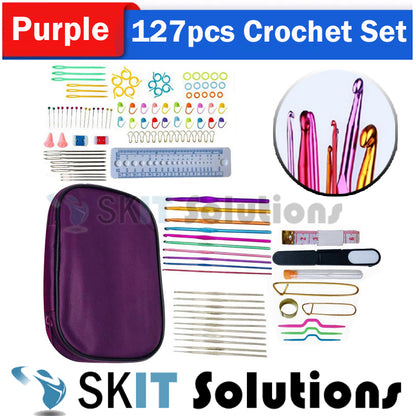 127pcs Crochet Hook Set Yarn Knitting Needles Sewing Tools DIY Craft Weave Needle Kit Accessories