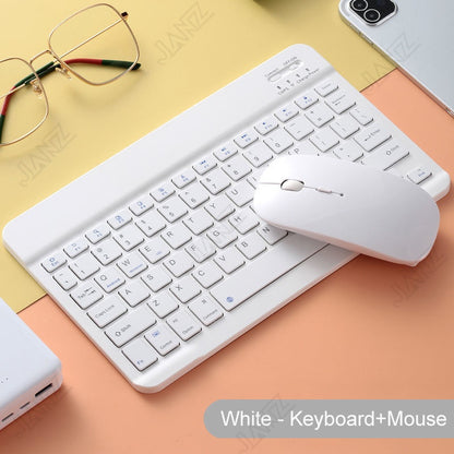 10 Inch Wireless Bluetooth Keyboard + Wi-Fi Mouse Set Rechargeable Tablet Smartphone Laptop Windows