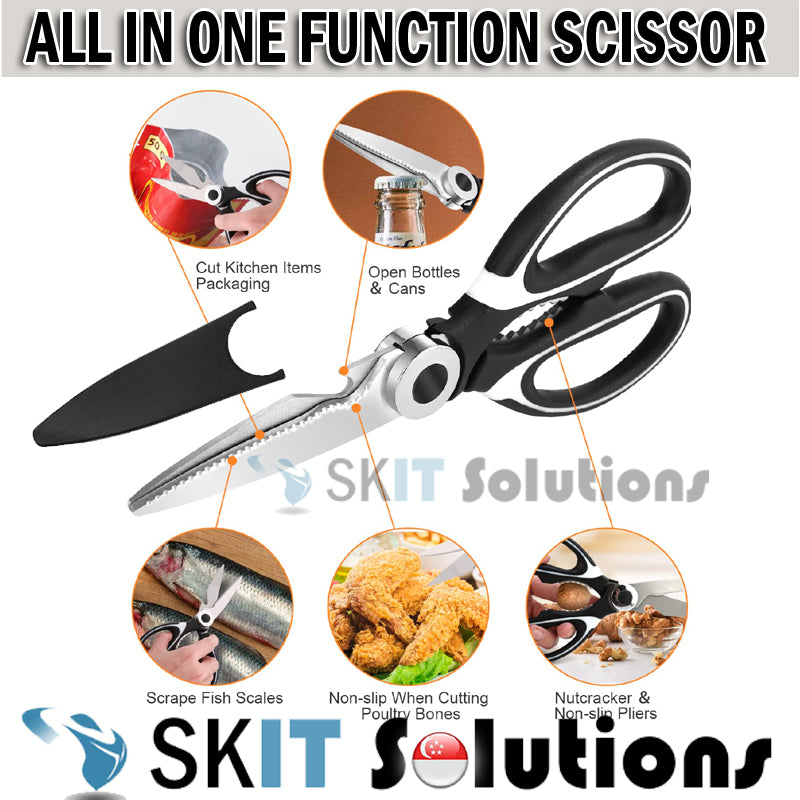 All in One Multi Purpose Kitchen Scissors Cutter Ultra Sharp Heavy Duty Stainless Steel Cut Chicken Bone Shears Tool