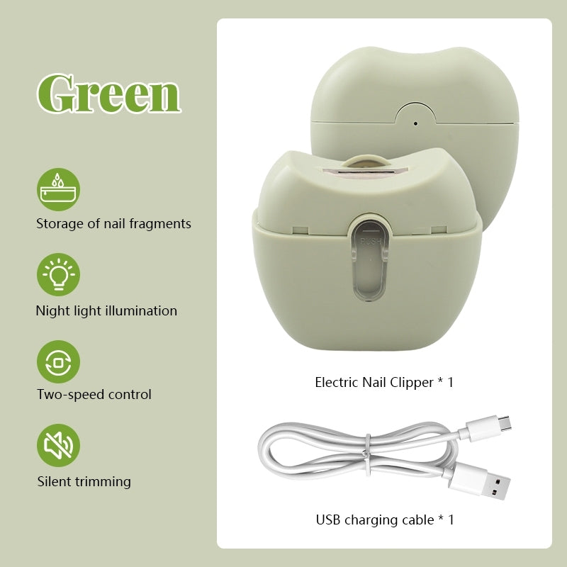 Electric Nail Clipper Rechargeable Trimmer with LED Light Safe Design for Baby Seniors Manicure