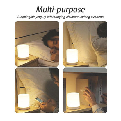 Mini Canister Night Light with Clock Remote Bedside Sleep Touch LED Table Lamp Rechargeable Type-C