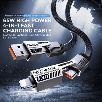 Remax RC-C189 65W Fast Charge 4In1 USB IPH Type C Braided Data Sync Charging Charger Cable A+C & C+L