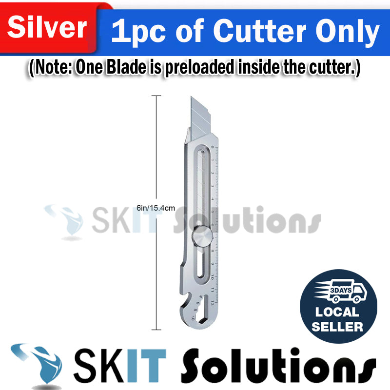 6in1 Stainless Steel Utility Knife Cutter Penknife Blade Ruler Wrench Screwdriver Pen Knives Tool