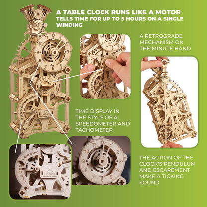 Ugears Engine Clock 3D Mechanical Model Wooden Puzzle DIY Kits