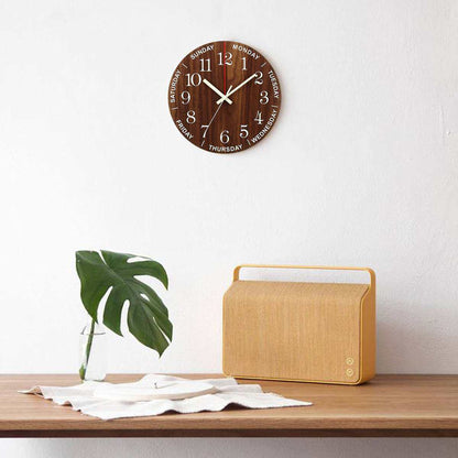 12 Inch Luminous Minimalist Designer Wooden Quartz Wall Clock Dark Glowing Silent Non-Ticking Home