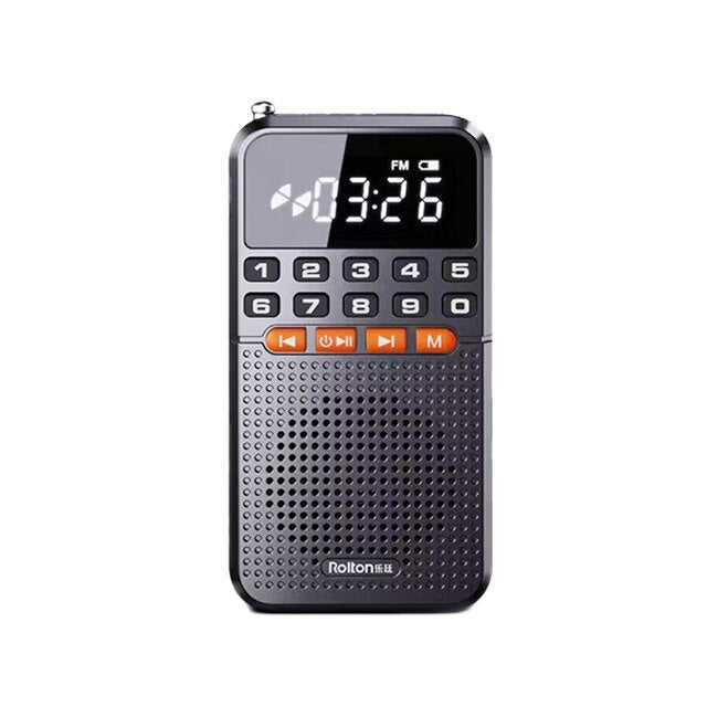 Rolton T1 Portable FM Radio Speaker Elderly MP3 Song Mini Player Large Display Bluetooth TF Card