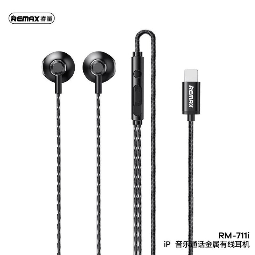 Remax RM-711i Wired In-Ear Earphone HD Sound Volume Control Microphone for iPhone with Lightning