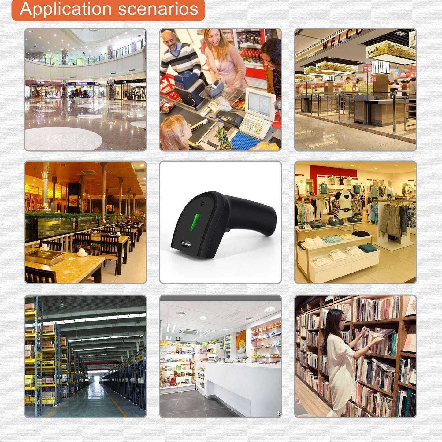 Symcode 1D/2D/QR Barcode Wired/2.4GHz Wireless/Bluetooth Scanner Handheld Laser Scan Screen Bar Code Reader