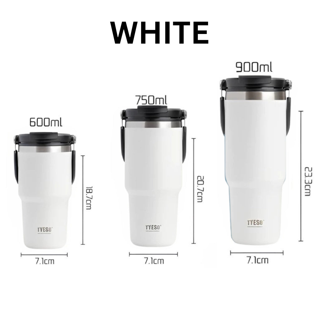 600ml 900ml TYESO Thermal Tumbler Stainless Steel Vacuum Insulated Bottle Handle Straw Keep Hot Cold