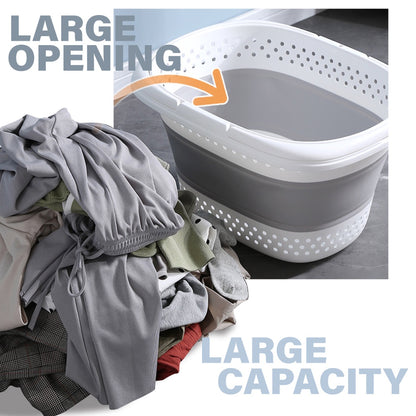 Collapsible Plastic Laundry Backet with Handle Foldable Clothes Storage Box Container Organizer Hamper Space Saving