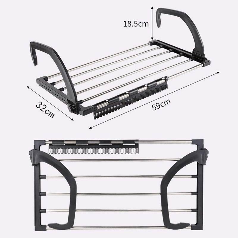 Foldable Window Drying Rack Foldable Stainless Steel Clothes Drying Rack Window Balcony Garment Ha ...