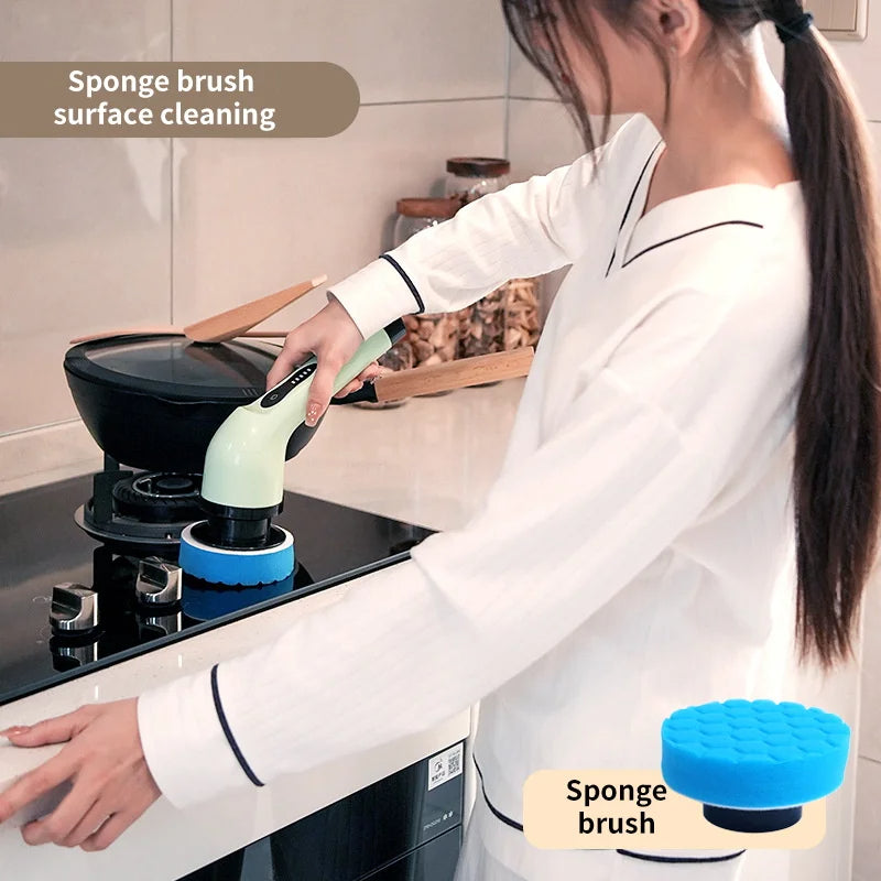 9 in 1 Electric Spin Scrubber Rechargeable Cleaning Brush Set with Replaceable Heads Tile Bathroom