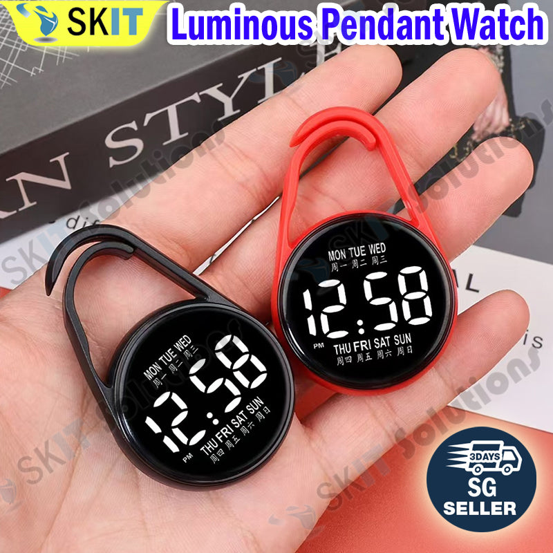Portable LED Luminous Mini Electronic Pendant Watch Waterproof Student Exam Keychain Watch