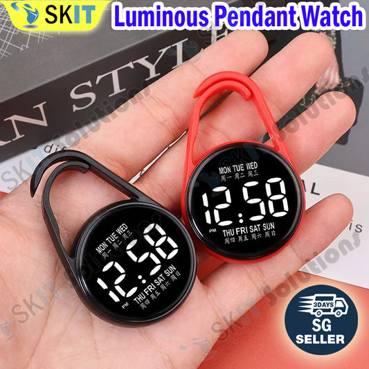 Portable LED Luminous Mini Electronic Pendant Watch Waterproof Student Exam Keychain Watch