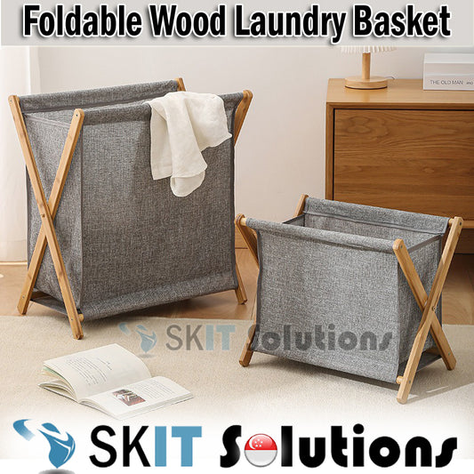 Foldable Wood Laudry Basket Dirty Clothes Large Capacity Storage Bag Japanese Style Bamboo Big Folding laundry Basket