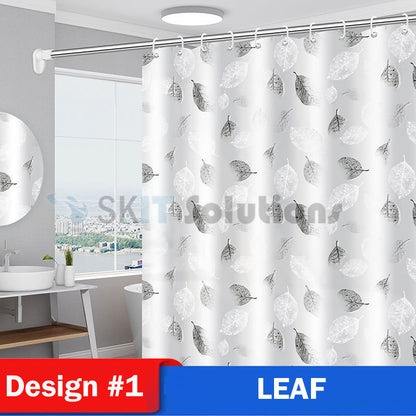 200x200cm / 120x180cm Bathroom Shower Curtain Thicken PEVA EVA Polyester Fabric Waterproof Anti Mould Dry Wet Separation