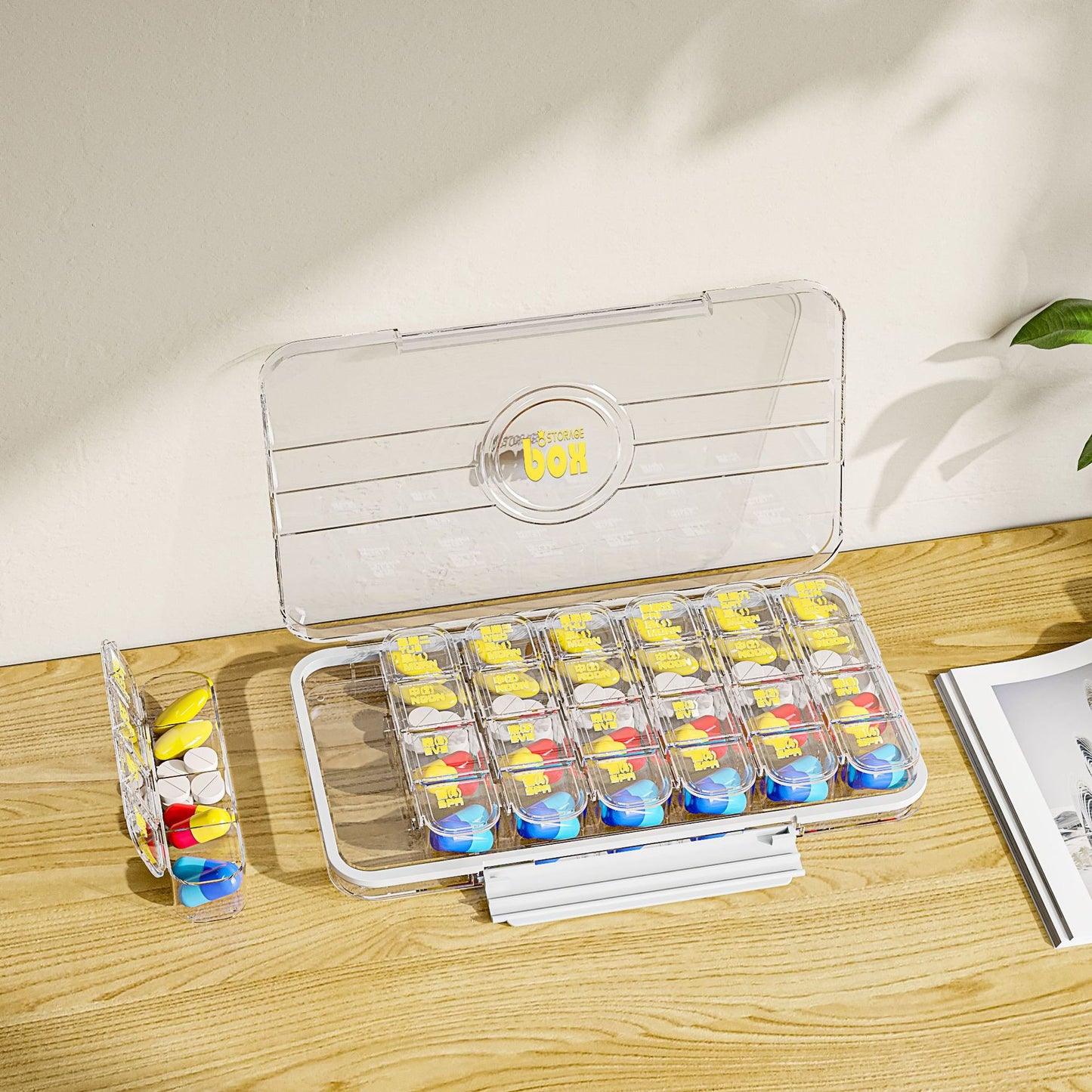 7/21/28 Grids Weekly Pill Organizer Portable Travel Box Medicine Case Large Capacity Daily Reminder