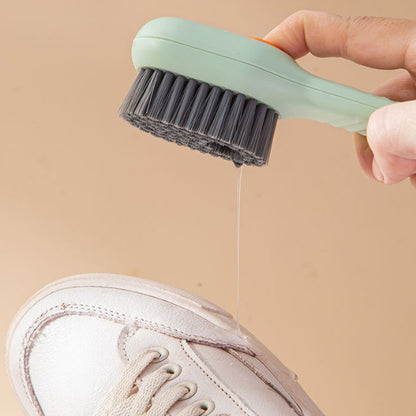 Press Type Liquid Shoe Laundry Clothes Cleaning Brush Refillable Soft Bristles Long Handle Detergent