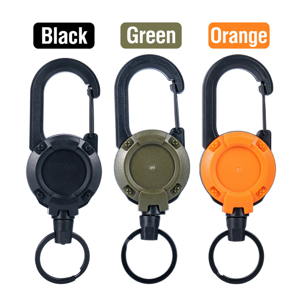 Heavy Duty Retractable Buckle Keychain Reel Rope Steel Wire Cable Key Holder Carabiner Badge Outdoor