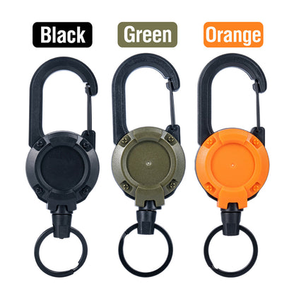 Heavy Duty Retractable Buckle Keychain Reel Rope Steel Wire Cable Key Holder Carabiner Badge Outdoor