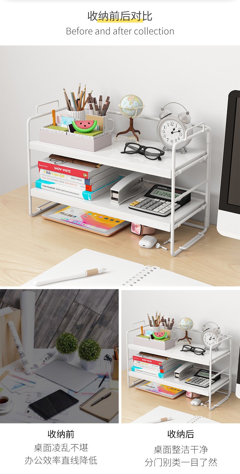 1/2/3 Tiers Desktop Shelf Organizer Adjustable Wood Display Desk Book Countertop Storage Rack Table Shelves Stand
