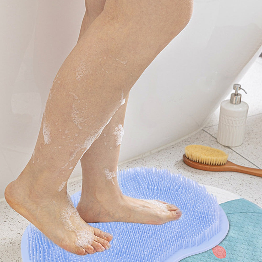 Bath Foot Massage Pad w/ Suction Cup Lazy Silicone Shower Back Rub Scrub Brush Anti-Slip Bath Mat Bathroom Accessories