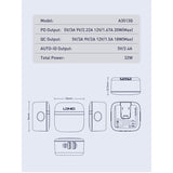 LDNIO 3-Port 32W Fast USB Wall Charger QC3.0 & PD A3513Q 1 USB-C & 2 USB-A with FREE USB Type-C Cable