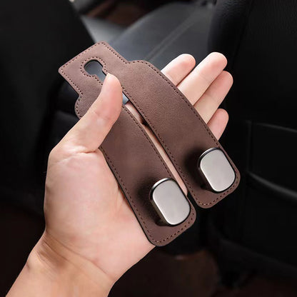 Suede Leather Metal Double Hook Bag Holder Hanger for Car Back Seat Headrest Interior Accessories