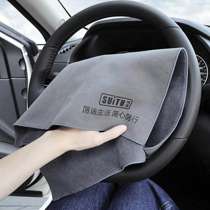 2pcs Super Absorbent Car Drying Towel Natural Chamois Leather Soft Microfiber Double Sided Auto Home Cleaning Dry Wash