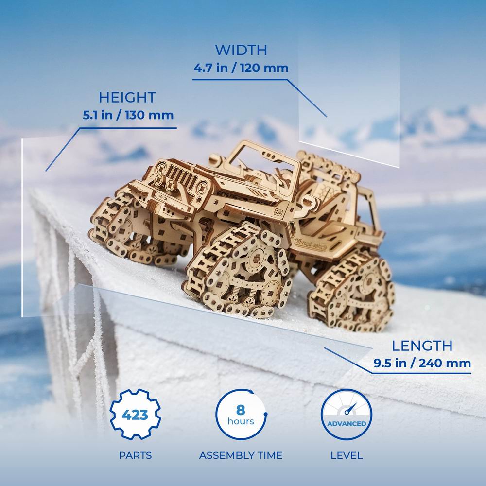 UGEARS Tracked Off-Road Vehicle 3D Mechanical Model Wooden Puzzle DIY Kits