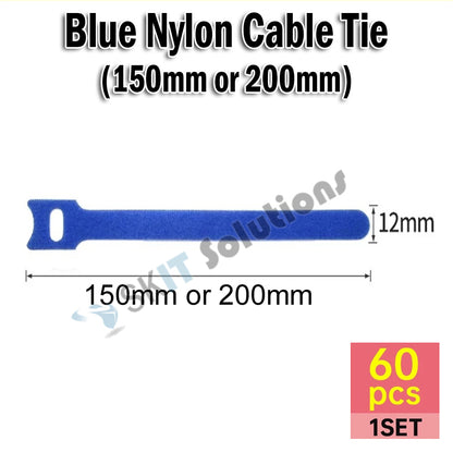 60pcs T-Type Velcro Nylon Cable Ties Reusable Adjustable Hook Loop Wire Management Cord Organizer