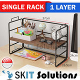 1/2/3 Tiers Desktop Shelf Organizer Adjustable Wood Display Desk Book Countertop Storage Rack Table Shelves Stand