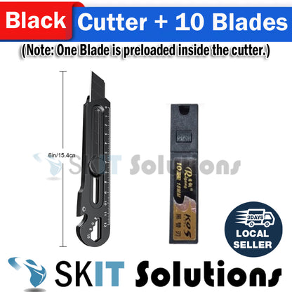 6in1 Stainless Steel Utility Knife Cutter Penknife Blade Ruler Wrench Screwdriver Pen Knives Tool